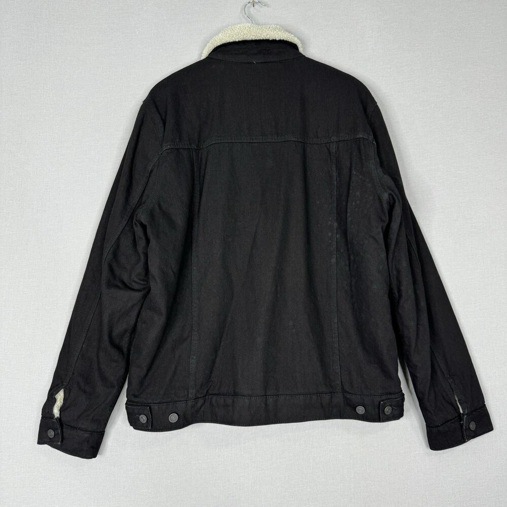ASOS Womens Jean Jacket 2XL Black Faux Fur Sherpa Lined Denim Trucker Barn Coat - Picture 8 of 16
